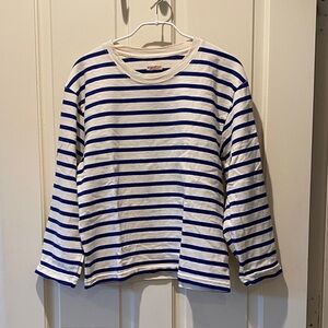 Kapital White and Blue Striped Long Sleeve Tee (altered)